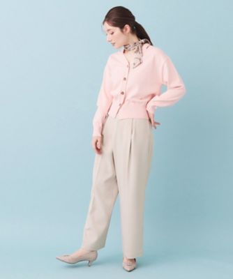フロントラップ風ハイウエストワイドパンツ【洗濯機OK／ストレッチ