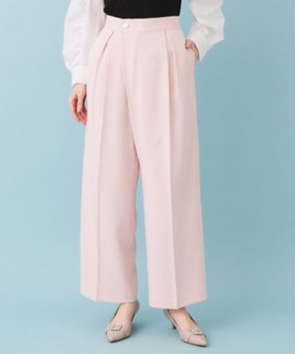 フロントラップ風ハイウエストワイドパンツ【洗濯機OK／ストレッチ
