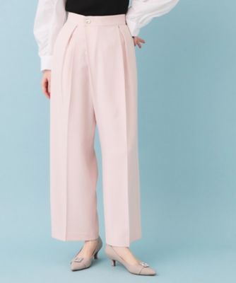 ＜index (Women)＞フロントラップ風ハイウエストワイド【洗濯機ＯＫ／イージーアイロン／ストレッチ】（２００２５８９３９９）