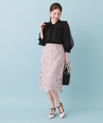 オーガンシアーリボンフリルブラウス【洗濯機OK／イージーアイロン