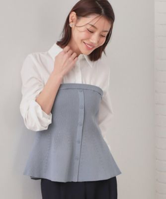 ＜index (Women)＞シャツドッキングペプラムニット【洗濯機ＯＫ】（２００２５８９４０６）