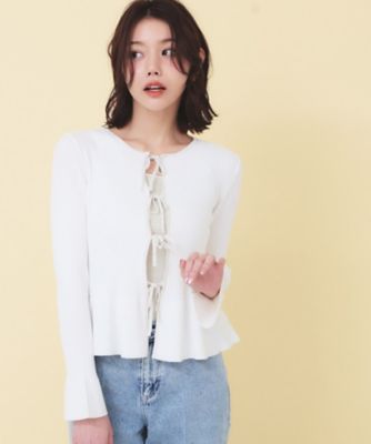 ＜index (Women)＞前後２ｗａｙラメトリムリボンカーディガン【洗濯機ＯＫ】（２００２５８９４０９）