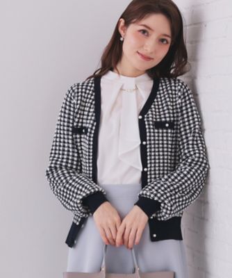 チェックジャカードカーディガン【洗濯機OK】（2002589457