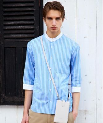 ＜DRESSTERIOR (Men) ＞バンドカラー　ストライプスリークォーターシャツ（２００２５８９４８０）