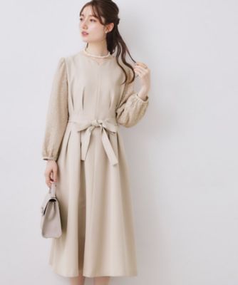 ＜COUTURE BROOCH (Women)＞レース袖タックフレアワンピース（２００２５８９６２０）