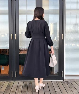 ハレの日・通勤】レース袖タックフレアワンピース