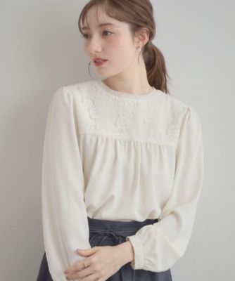 ＜COUTURE BROOCH (Women)＞【ハレの日・通勤】レースドッキング　ブラウス（２００２５８９６２３）