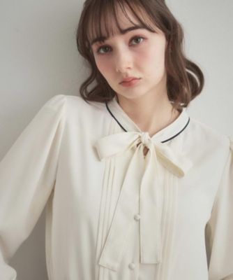 ＜COUTURE BROOCH (Women)＞配色タックタイブラウス（２００２５８９６２４）