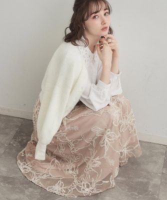 通勤】ラメ刺繍ブークレチュールスカート（2002589626