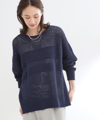 レイヤードにおすすめ◎】メッシュ風ドライタッチニット