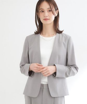 ebure ライトグレー カジュアルジャケット ebure(エブール)｜強撚ツイルクレープ 6釦ダブルジャケット/ネイビー