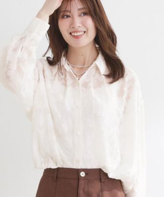 ＜Reflect (Women)＞【選べる２柄／セットアップ可】シャツ衿シアーブラウス（２００２５８９９７２）