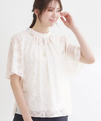 ＜Reflect (Women)＞【選べる２柄／セットアップ可】プチスタンドカラーブラウス（２００２５８９９７３）