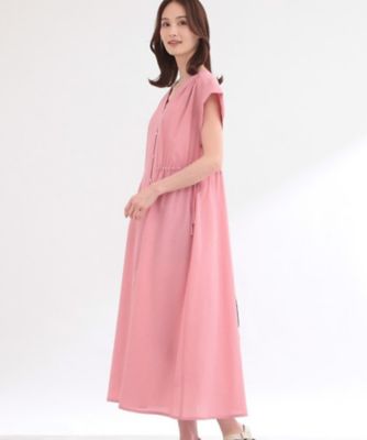 通気性あり／涼しい／マシンウォッシャブル】フロントボタンワンピース