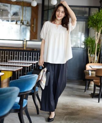 【Erierieriiiiiii出品】リブ編トップス レーヨンリネンパンツ R4439 レーヨンリネンクロップドアトリエパンツ(F シャンブレー