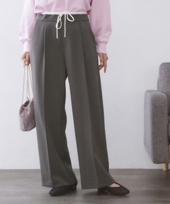 サテンレイヤード風ワイドパンツ【洗濯機OK】（2002590099