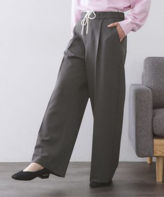 サテンレイヤード風ワイドパンツ【洗濯機OK】（2002590099