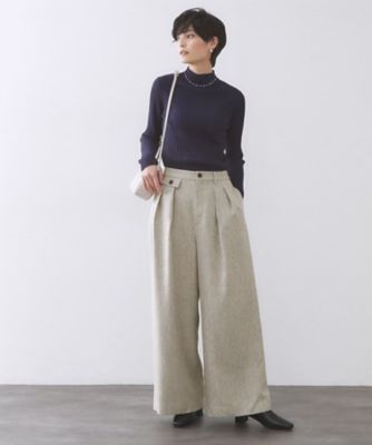 ヘリンボーンタックワイドパンツ【洗濯機OK】（2002590104