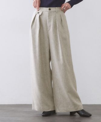 ヘリンボーンタックワイドパンツ【洗濯機OK】（2002590104