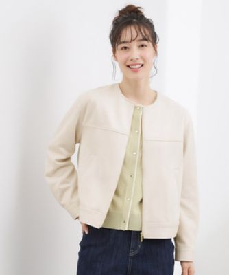 ＜GROVE (Women)＞スエードライク　ノーカラーブルゾン（２００２５９０９５６）