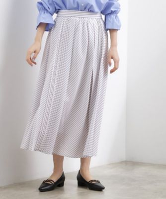 ＜GROVE (Women)＞動くたびに表情が生まれる　軽やかストライププリーツスカート（２００２５９１０５３）