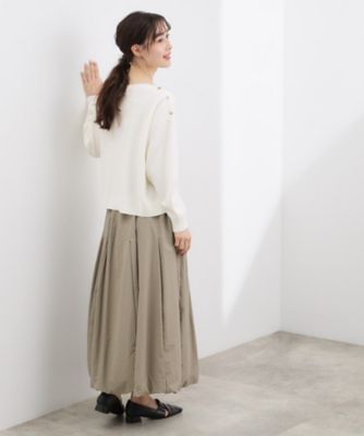 おうちで洗える】顔周りすっきり、ボートネックニット