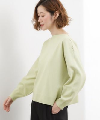 おうちで洗える】顔周りすっきり、ボートネックニット