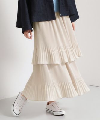 ＜THE SHOP TK (Women)＞【セレモニーにもカジュアルにも】２段ティアードプリーツスカート（２００２５９１１０５）