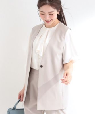 ＜SHOO LA RUE (Women)＞【セットアップ可／洗濯後しわになりにくい／Ｓ－ＬＬ】シンプルで合わせやすい　ノーカラージレ（２００２５９１１８０）