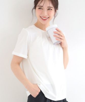 ＜SHOO LA RUE (Women)＞【洗濯後しわになりにくい／ＵＶ／Ｓ－ＬＬ】Ｔシャツ感覚できれい見え　ひんやりタックＴブラウス（２００２５９１１８４）