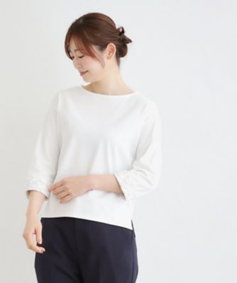 ＜LAURA ASHLEY＞【７分袖／コットン１００％／見返し刺繍入り／５ｃｏｌｏｒｓ】ハービー　フィールド柄プルオーバー（２００２５９１１９６）