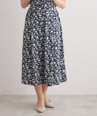 ＜LAURA ASHLEY＞【洗える／ウエストゴム仕様／ジャージ素材／同柄アイテムあり】ライ柄　スカート（２００２５９１２０１）