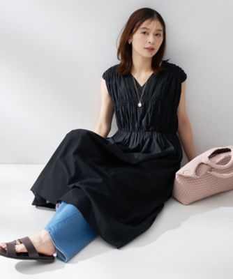 ＜UNTITLED (Women)＞【フレンチスリーブ／着映え】シャーリングロングワンピース（２００２５９１２１５）