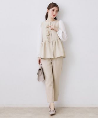 ハレの日・通勤】フリルドッキング ペプラムブラウス