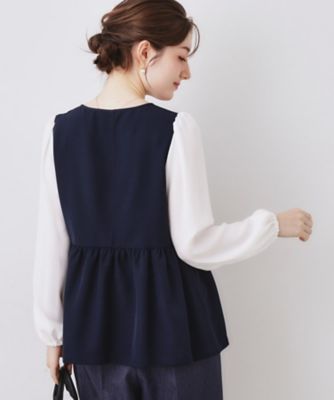 ハレの日・通勤】フリルドッキング ペプラムブラウス