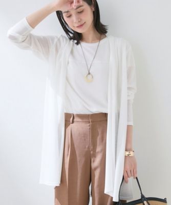 ＜INDIVI (Women)＞【洗える／アンサンブル可能】シアースストライプカーディガン（２００２５９１７８４）