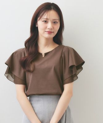 ifsixwasnine シフォンドレープトップス 接触冷感／UVケア】シフォンフリルドッキングトップス《洗濯機OK