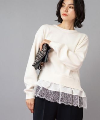 ＜OPAQUE.CLIP (Women)＞裾レースドッキングニット（２００２５９２２８６）