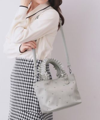 ＜index (Women)＞持ち手フリルビジューミドルトートバッグ【２ＷＡＹ】（２００２５９２３１６）