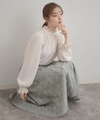 【洗える・着映え・通勤】フラワーエンブロスカート（２００２５９２５２１）