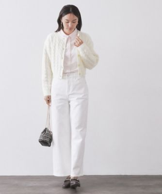 ケーブルミドルゲージニットカーディガン【洗濯機OK