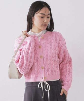 ケーブルミドルゲージニットカーディガン【洗濯機OK