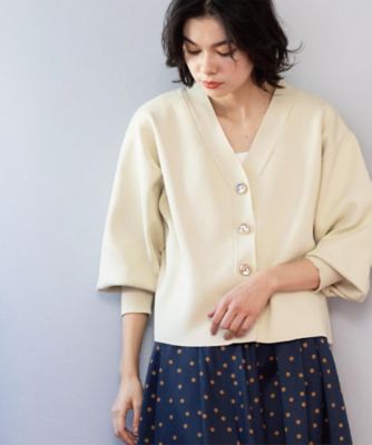 ゴールドビックボタンVネックニットカーディガン【洗濯機OK