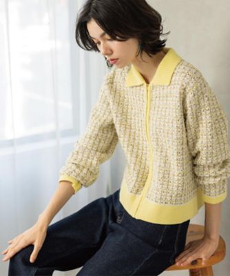 ツイードライクZIPニットカーディガン（2002592555