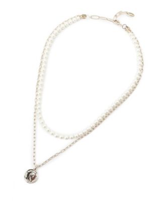 ＜UNTITLED (Women)＞【Ｍａｄｅ　Ｉｎ　Ｊａｐａｎ】ガラスパールレイヤードネックレス（２００２５９２７２０）