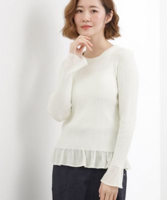 ＜GROVE (Women)＞シアーフリルリブニットプルオーバー（２００２５９２７７９）