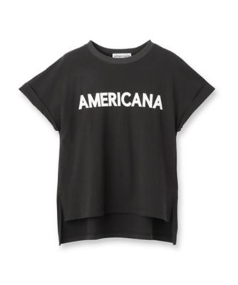 Americana / アメリカーナ | 2024SS | オリジナル ラフィー天竺 袖ロールアップ Tシャツ | トープ | レディース AMERICANA（アメリカーナ） tシャツ 別注 丸胴 ラフィー天竺 ロゴ