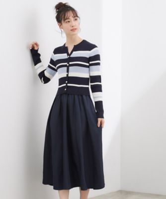 一枚で装いが整う マルチボーダーアソートドッキングワンピース