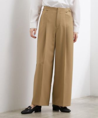 ＜GROVE (Women)＞シンプルを品よく格上げ　サイドビットワイドパンツ（２００２５９２８５７）