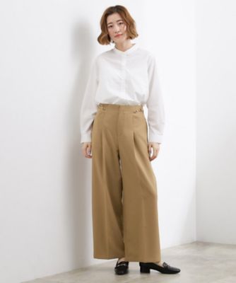 シンプルを品よく格上げ サイドビットワイドパンツ